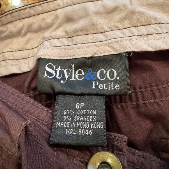 Style & Co Long Cargo Pants Brown Cotton 8P - Picture 8 of 8